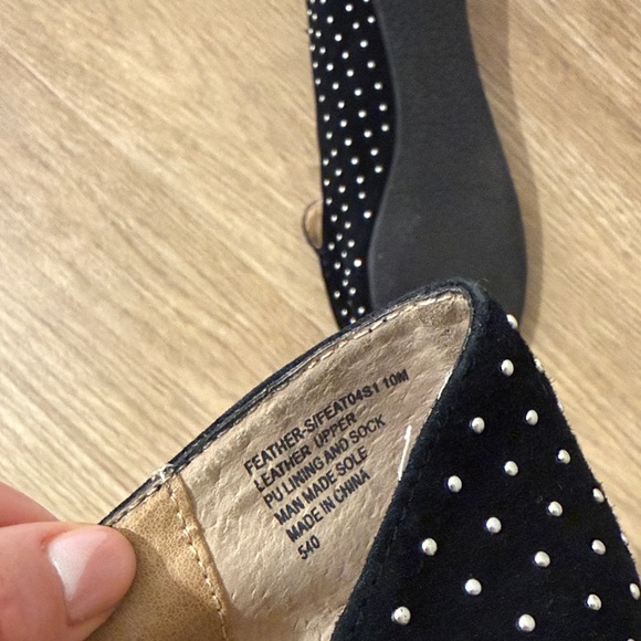 Steve Madden Black and Silver Studded Flats - Picture 7 of 8